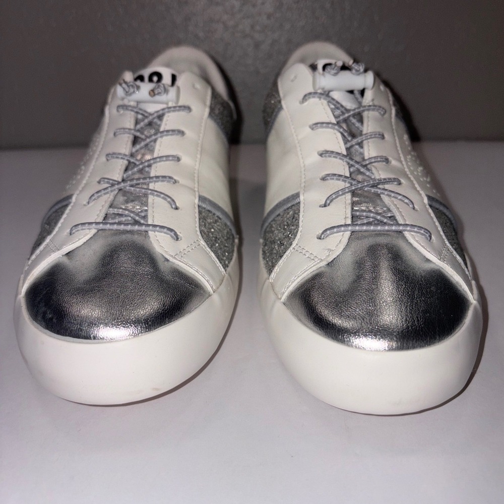 Sam & Libby Women's White Silver Glitter Low Top Fashion Sneakers Size 8 - Picture 3 of 10